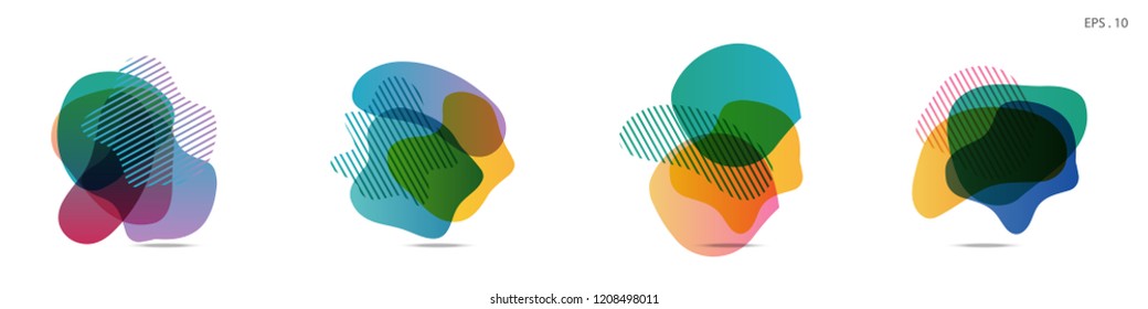 Set of abstract modern graphic elements. Dynamical colored forms and line. Gradient abstract banners with flowing liquid shapes. Template for the design of a logo, flyer or presentation. Vector.