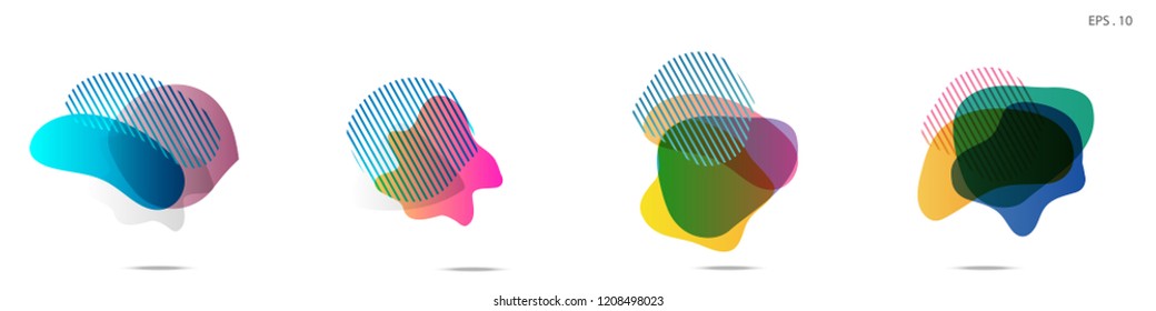 Set of abstract modern graphic elements. Dynamical colored forms and line. Gradient abstract banners with flowing liquid shapes. Template for the design of a logo, flyer or presentation. Vector.