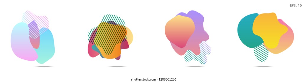 Set of abstract modern graphic elements. Dynamical colored forms and line. Gradient abstract banners with flowing liquid shapes. Template for the design of a logo, flyer or presentation. Vector.