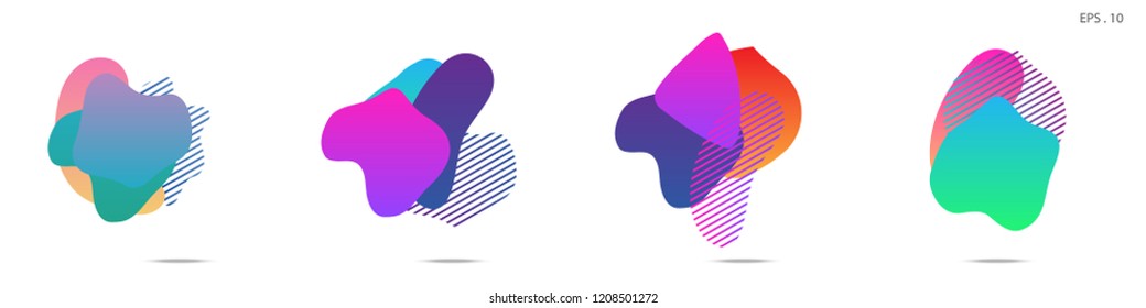 Set of abstract modern graphic elements. Dynamical colored forms and line. Gradient abstract banners with flowing liquid shapes. Template for the design of a logo, flyer or presentation. Vector.