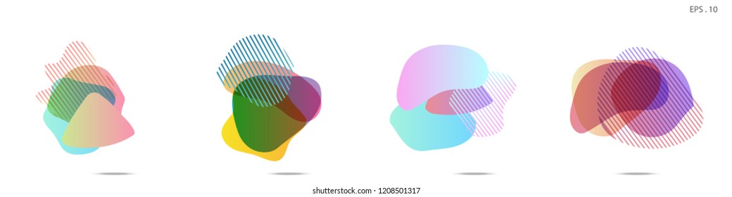 Set of abstract modern graphic elements. Dynamical colored forms and line. Gradient abstract banners with flowing liquid shapes. Template for the design of a logo, flyer or presentation. Vector.