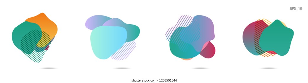 Set of abstract modern graphic elements. Dynamical colored forms and line. Gradient abstract banners with flowing liquid shapes. Template for the design of a logo, flyer or presentation. Vector.