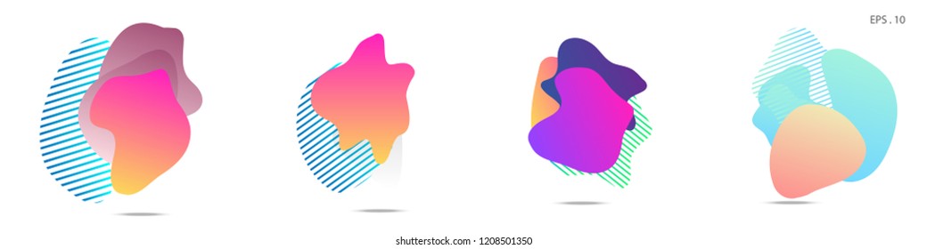 Set of abstract modern graphic elements. Dynamical colored forms and line. Gradient abstract banners with flowing liquid shapes. Template for the design of a logo, flyer or presentation. Vector.