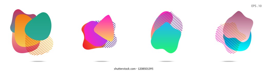Set of abstract modern graphic elements. Dynamical colored forms and line. Gradient abstract banners with flowing liquid shapes. Template for the design of a logo, flyer or presentation. Vector.