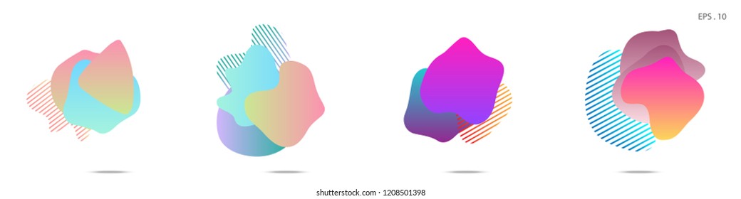 Set of abstract modern graphic elements. Dynamical colored forms and line. Gradient abstract banners with flowing liquid shapes. Template for the design of a logo, flyer or presentation. Vector.