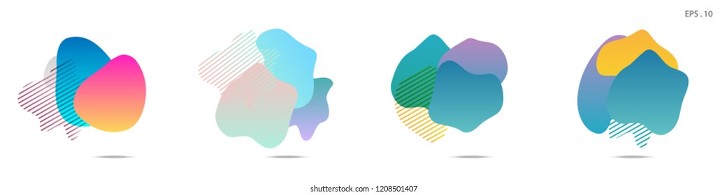 Set of abstract modern graphic elements. Dynamical colored forms and line. Gradient abstract banners with flowing liquid shapes. Template for the design of a logo, flyer or presentation. Vector.