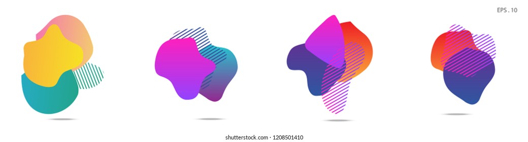 Set of abstract modern graphic elements. Dynamical colored forms and line. Gradient abstract banners with flowing liquid shapes. Template for the design of a logo, flyer or presentation. Vector.