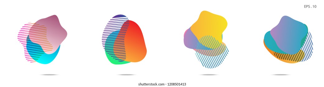 Set of abstract modern graphic elements. Dynamical colored forms and line. Gradient abstract banners with flowing liquid shapes. Template for the design of a logo, flyer or presentation. Vector.