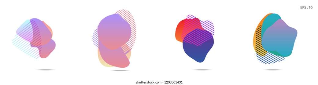 Set of abstract modern graphic elements. Dynamical colored forms and line. Gradient abstract banners with flowing liquid shapes. Template for the design of a logo, flyer or presentation. Vector.