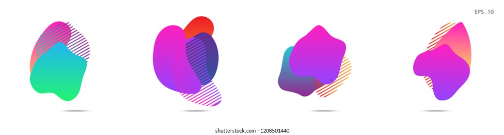 Set of abstract modern graphic elements. Dynamical colored forms and line. Gradient abstract banners with flowing liquid shapes. Template for the design of a logo, flyer or presentation. Vector.