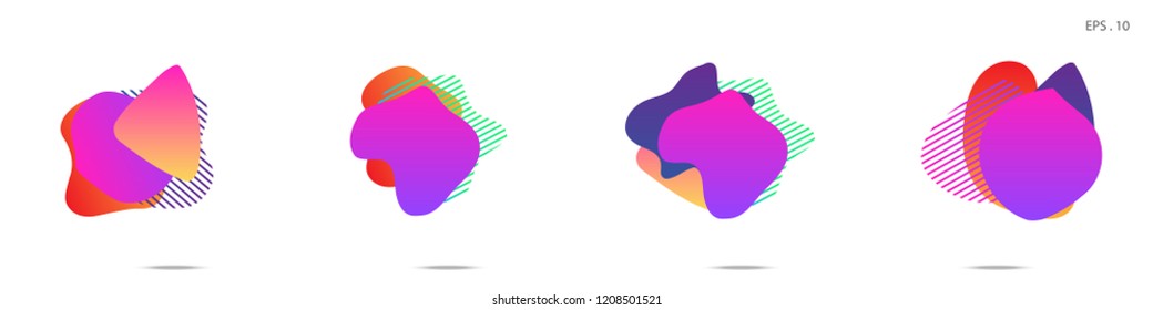 Set of abstract modern graphic elements. Dynamical colored forms and line. Gradient abstract banners with flowing liquid shapes. Template for the design of a logo, flyer or presentation. Vector.