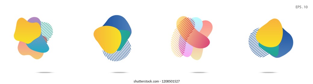 Set of abstract modern graphic elements. Dynamical colored forms and line. Gradient abstract banners with flowing liquid shapes. Template for the design of a logo, flyer or presentation. Vector.