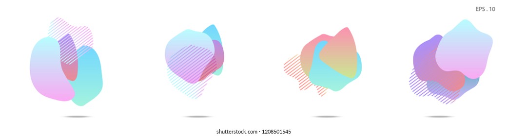 Set of abstract modern graphic elements. Dynamical colored forms and line. Gradient abstract banners with flowing liquid shapes. Template for the design of a logo, flyer or presentation. Vector.
