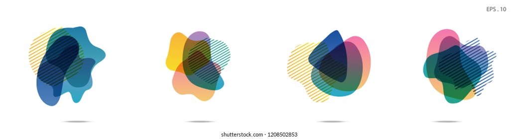 Set of abstract modern graphic elements. Dynamical colored forms and line. Gradient abstract banners with flowing liquid shapes. Template for the design of a logo, flyer or presentation. Vector.