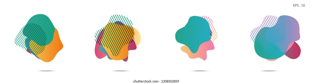 Set of abstract modern graphic elements. Dynamical colored forms and line. Gradient abstract banners with flowing liquid shapes. Template for the design of a logo, flyer or presentation. Vector.