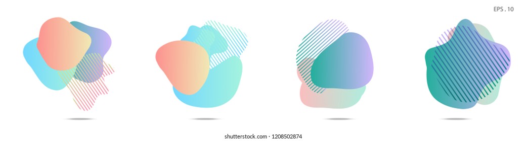 Set of abstract modern graphic elements. Dynamical colored forms and line. Gradient abstract banners with flowing liquid shapes. Template for the design of a logo, flyer or presentation. Vector.