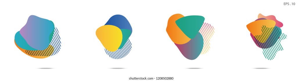 Set of abstract modern graphic elements. Dynamical colored forms and line. Gradient abstract banners with flowing liquid shapes. Template for the design of a logo, flyer or presentation. Vector.