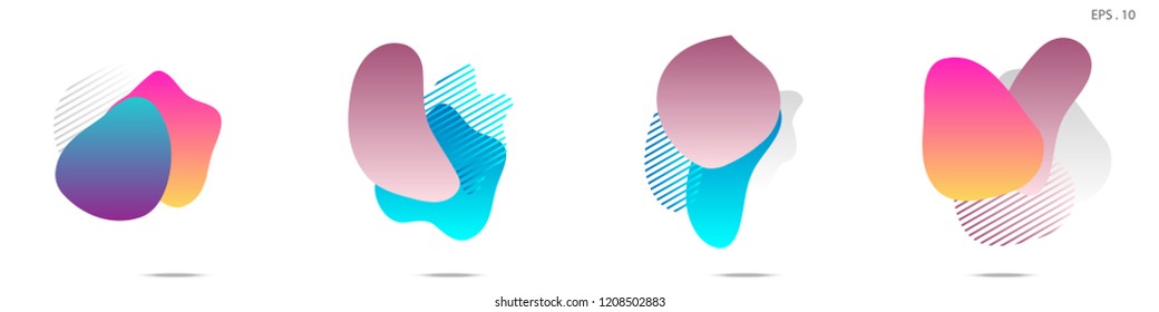 Set of abstract modern graphic elements. Dynamical colored forms and line. Gradient abstract banners with flowing liquid shapes. Template for the design of a logo, flyer or presentation. Vector.