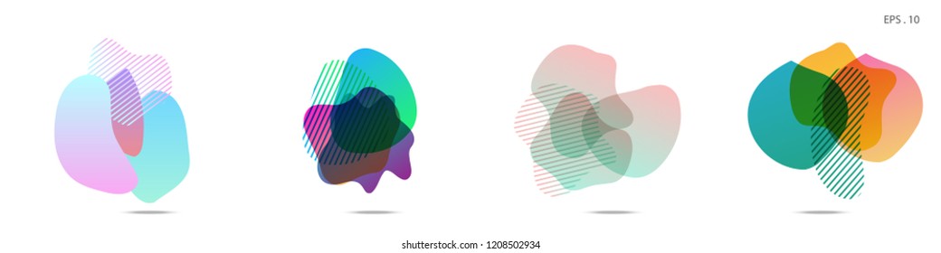 Set of abstract modern graphic elements. Dynamical colored forms and line. Gradient abstract banners with flowing liquid shapes. Template for the design of a logo, flyer or presentation. Vector.