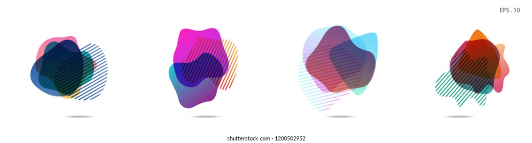 Set of abstract modern graphic elements. Dynamical colored forms and line. Gradient abstract banners with flowing liquid shapes. Template for the design of a logo, flyer or presentation. Vector.