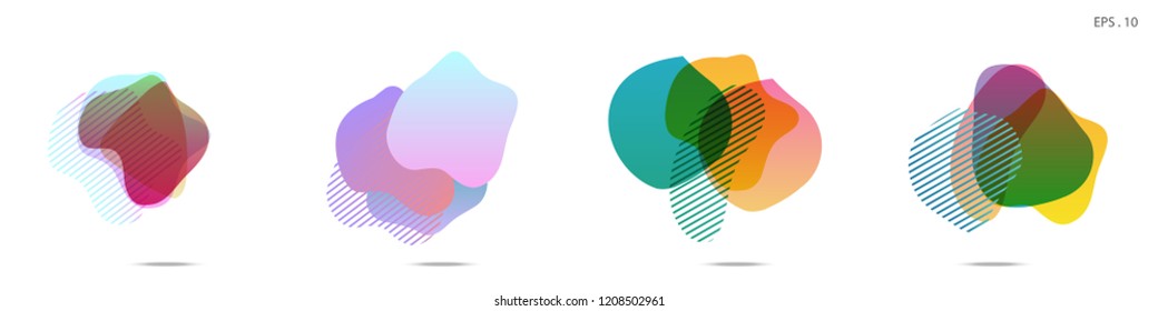 Set of abstract modern graphic elements. Dynamical colored forms and line. Gradient abstract banners with flowing liquid shapes. Template for the design of a logo, flyer or presentation. Vector.