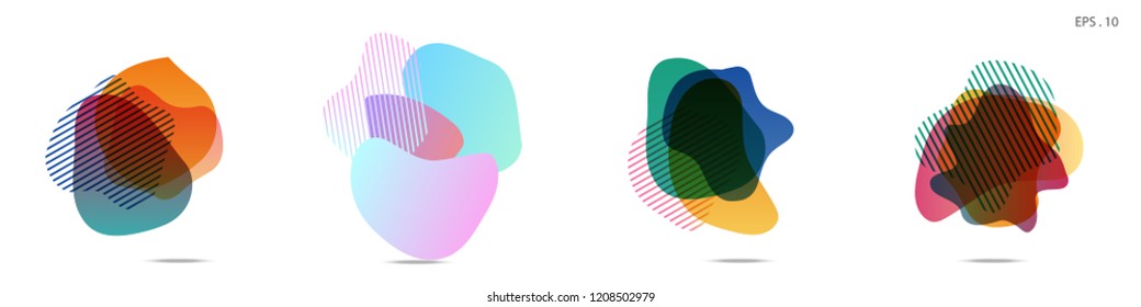 Set of abstract modern graphic elements. Dynamical colored forms and line. Gradient abstract banners with flowing liquid shapes. Template for the design of a logo, flyer or presentation. Vector.