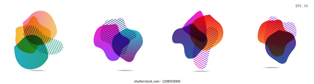 Set of abstract modern graphic elements. Dynamical colored forms and line. Gradient abstract banners with flowing liquid shapes. Template for the design of a logo, flyer or presentation. Vector.