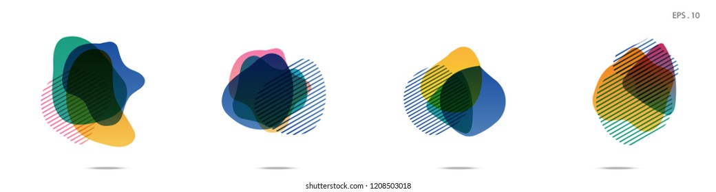 Set of abstract modern graphic elements. Dynamical colored forms and line. Gradient abstract banners with flowing liquid shapes. Template for the design of a logo, flyer or presentation. Vector.