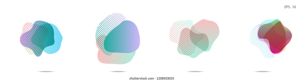 Set of abstract modern graphic elements. Dynamical colored forms and line. Gradient abstract banners with flowing liquid shapes. Template for the design of a logo, flyer or presentation. Vector.