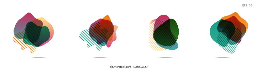 Set of abstract modern graphic elements. Dynamical colored forms and line. Gradient abstract banners with flowing liquid shapes. Template for the design of a logo, flyer or presentation. Vector.