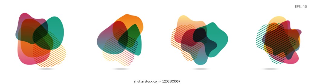 Set of abstract modern graphic elements. Dynamical colored forms and line. Gradient abstract banners with flowing liquid shapes. Template for the design of a logo, flyer or presentation. Vector.