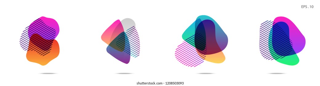 Set of abstract modern graphic elements. Dynamical colored forms and line. Gradient abstract banners with flowing liquid shapes. Template for the design of a logo, flyer or presentation. Vector.