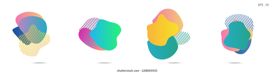 Set of abstract modern graphic elements. Dynamical colored forms and line. Gradient abstract banners with flowing liquid shapes. Template for the design of a logo, flyer or presentation. Vector.