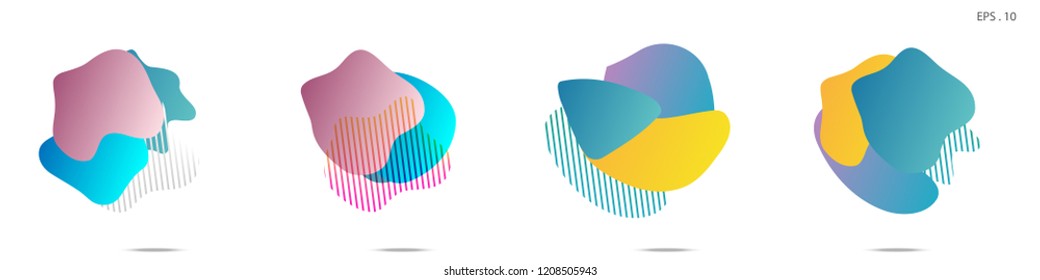 Set of abstract modern graphic elements. Dynamical colored forms and line. Gradient abstract banners with flowing liquid shapes. Template for the design of a logo, flyer or presentation. Vector.