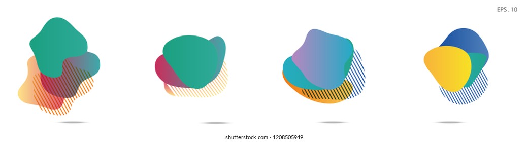 Set of abstract modern graphic elements. Dynamical colored forms and line. Gradient abstract banners with flowing liquid shapes. Template for the design of a logo, flyer or presentation. Vector.