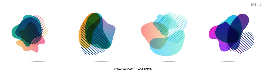 Set of abstract modern graphic elements. Dynamical colored forms and line. Gradient abstract banners with flowing liquid shapes. Template for the design of a logo, flyer or presentation. Vector.