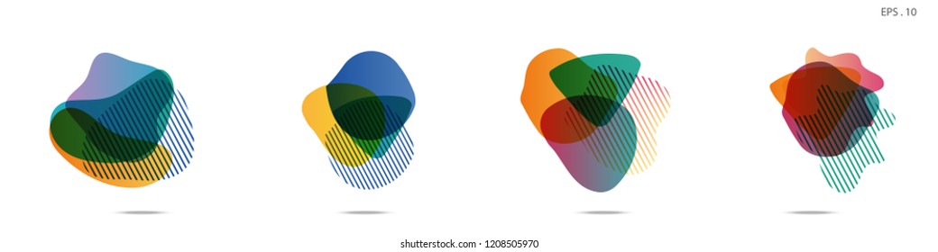Set of abstract modern graphic elements. Dynamical colored forms and line. Gradient abstract banners with flowing liquid shapes. Template for the design of a logo, flyer or presentation. Vector.