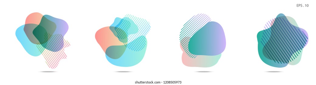 Set of abstract modern graphic elements. Dynamical colored forms and line. Gradient abstract banners with flowing liquid shapes. Template for the design of a logo, flyer or presentation. Vector.