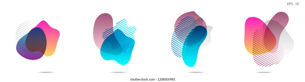 Set of abstract modern graphic elements. Dynamical colored forms and line. Gradient abstract banners with flowing liquid shapes. Template for the design of a logo, flyer or presentation. Vector.