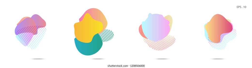 Set of abstract modern graphic elements. Dynamical colored forms and line. Gradient abstract banners with flowing liquid shapes. Template for the design of a logo, flyer or presentation. Vector.