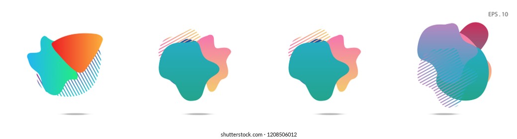 Set of abstract modern graphic elements. Dynamical colored forms and line. Gradient abstract banners with flowing liquid shapes. Template for the design of a logo, flyer or presentation. Vector. Set of abstract modern graphic elements. Dynamical colored forms and line. Gradient abstract banners with flowing liquid shapes. Template for the design of a logo, flyer or presentation. Vector.