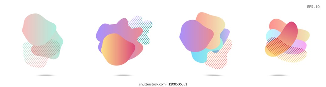 Set of abstract modern graphic elements. Dynamical colored forms and line. Gradient abstract banners with flowing liquid shapes. Template for the design of a logo, flyer or presentation. Vector.
