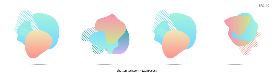 Set of abstract modern graphic elements. Dynamical colored forms and line. Gradient abstract banners with flowing liquid shapes. Template for the design of a logo, flyer or presentation. Vector.