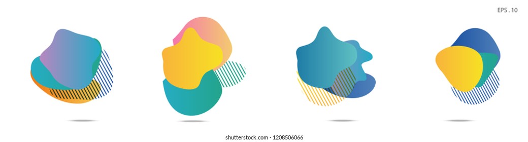 Set of abstract modern graphic elements. Dynamical colored forms and line. Gradient abstract banners with flowing liquid shapes. Template for the design of a logo, flyer or presentation. Vector.