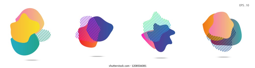 Set of abstract modern graphic elements. Dynamical colored forms and line. Gradient abstract banners with flowing liquid shapes. Template for the design of a logo, flyer or presentation. Vector.