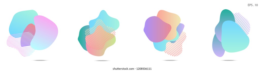 Set of abstract modern graphic elements. Dynamical colored forms and line. Gradient abstract banners with flowing liquid shapes. Template for the design of a logo, flyer or presentation. Vector.