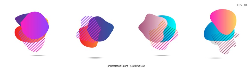 Set of abstract modern graphic elements. Dynamical colored forms and line. Gradient abstract banners with flowing liquid shapes. Template for the design of a logo, flyer or presentation. Vector.