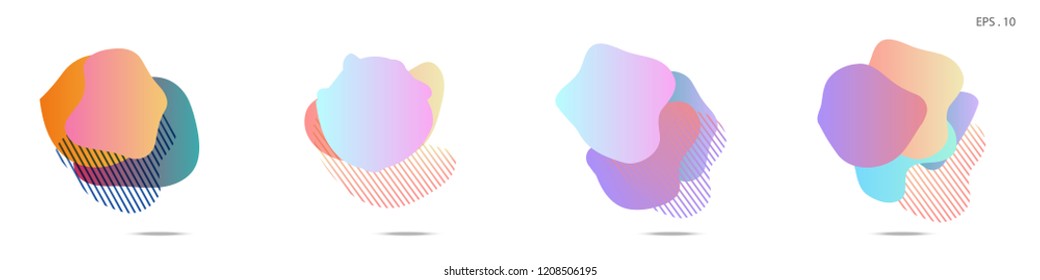Set of abstract modern graphic elements. Dynamical colored forms and line. Gradient abstract banners with flowing liquid shapes. Template for the design of a logo, flyer or presentation. Vector.