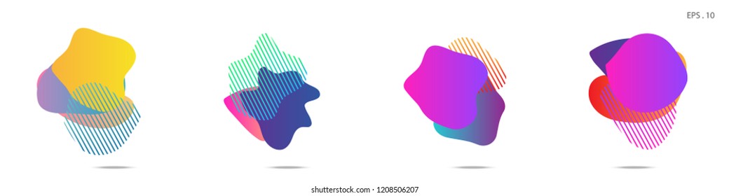 Set of abstract modern graphic elements. Dynamical colored forms and line. Gradient abstract banners with flowing liquid shapes. Template for the design of a logo, flyer or presentation. Vector.