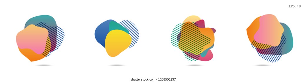 Set of abstract modern graphic elements. Dynamical colored forms and line. Gradient abstract banners with flowing liquid shapes. Template for the design of a logo, flyer or presentation. Vector.